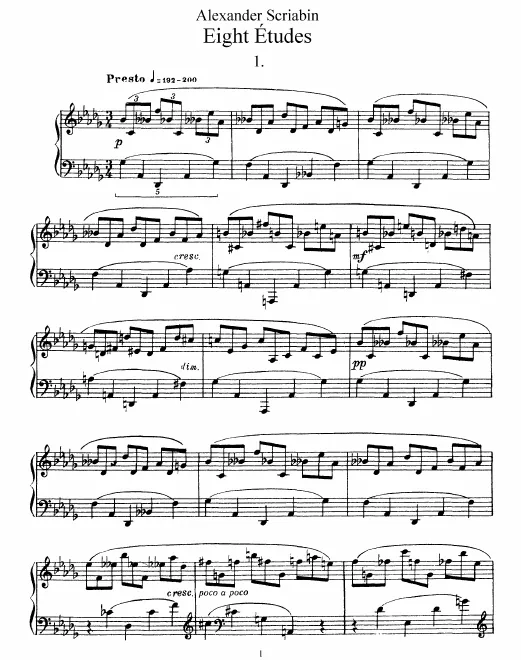 First page of Eight Etudes