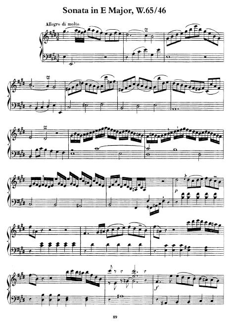 First page of Keyboard Sonata in E major
