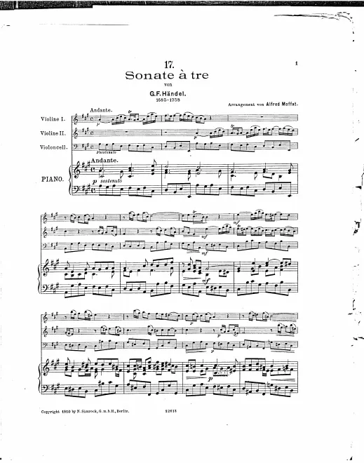 First page of Trio Sonata in A major