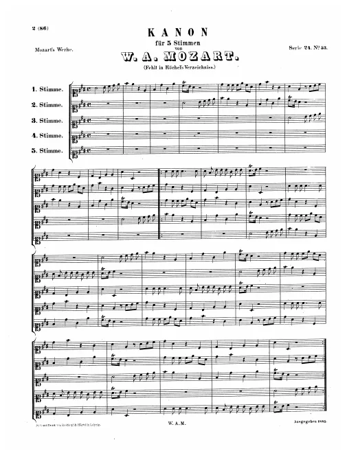 First page of Canon for 5 Voices