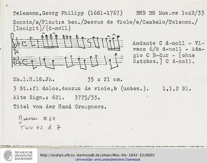 First page of Trio Sonata in D minor