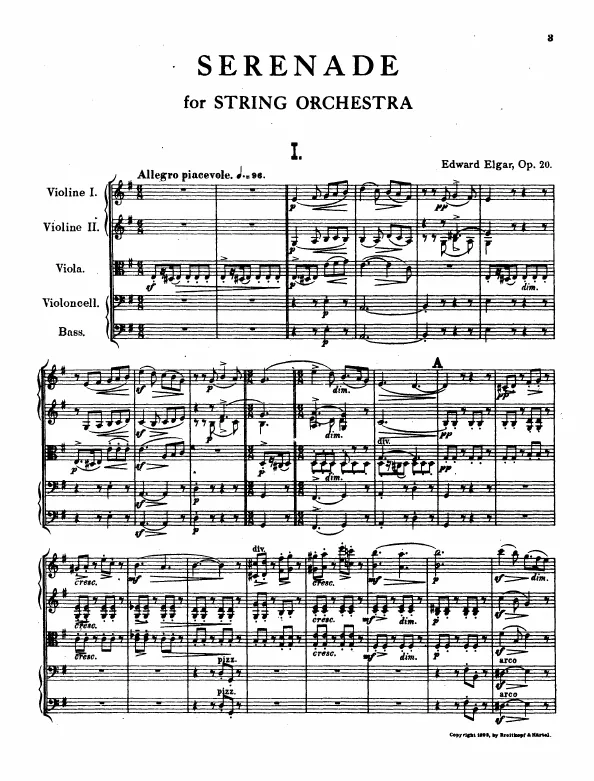 First page of Serenade for String Orchestra