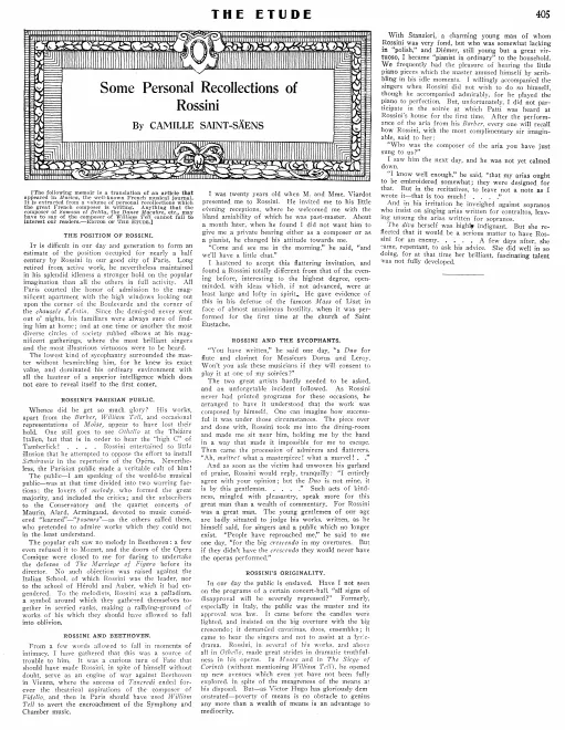 First page of Some Personal Recollections of Rossini