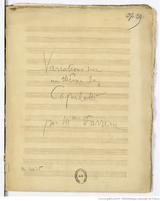 First page of Variations sur un thème des Capuletti de Bellini