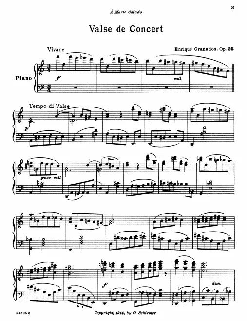 First page of Valse de concert