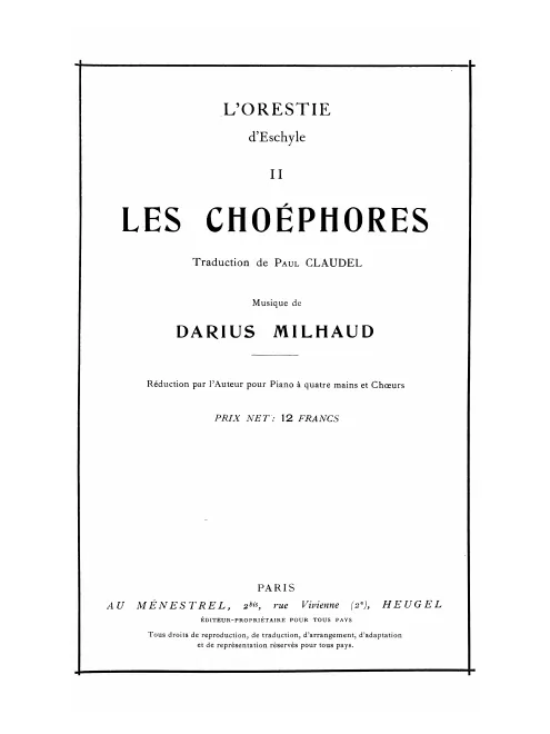 First page of Les Choéphores