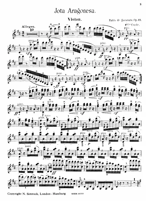 First page of Jota aragonesa, Op.27
