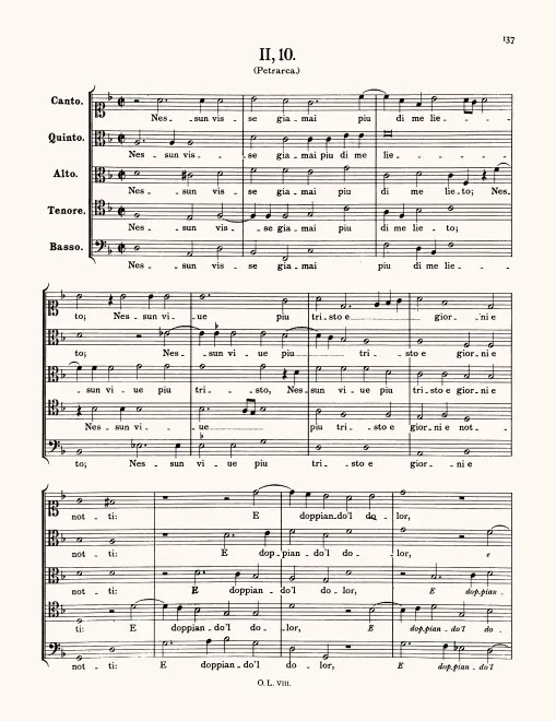 First page of Nessun visse giamai più di me lieto