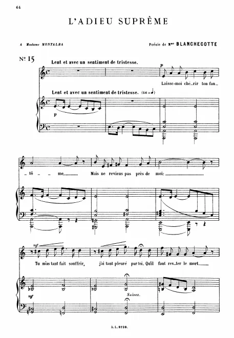 First page of L'adieu suprème