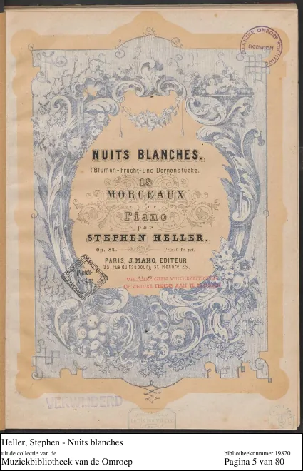 First page of Nuits Blanches, Op.82