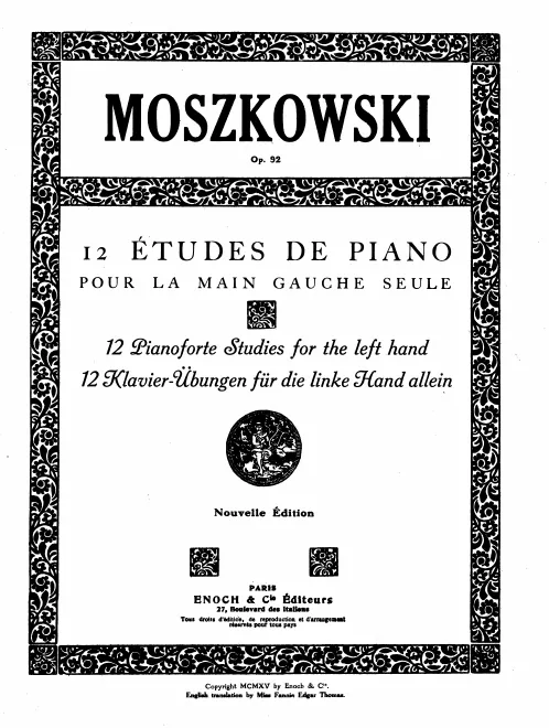 First page of 12 Etudes for the left Hand