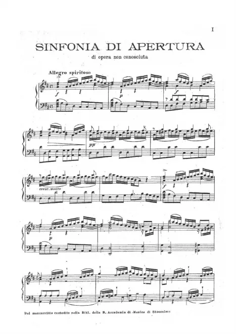 First page of Sinfonia da un'opera non conosciuta