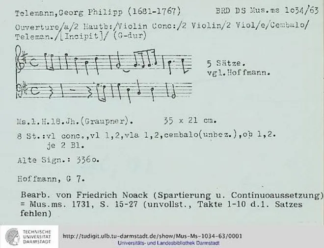 First page of Ouverture-Suite in G major