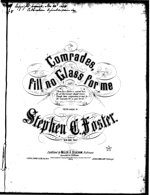 First page of Comrades Fill No Glass for Me