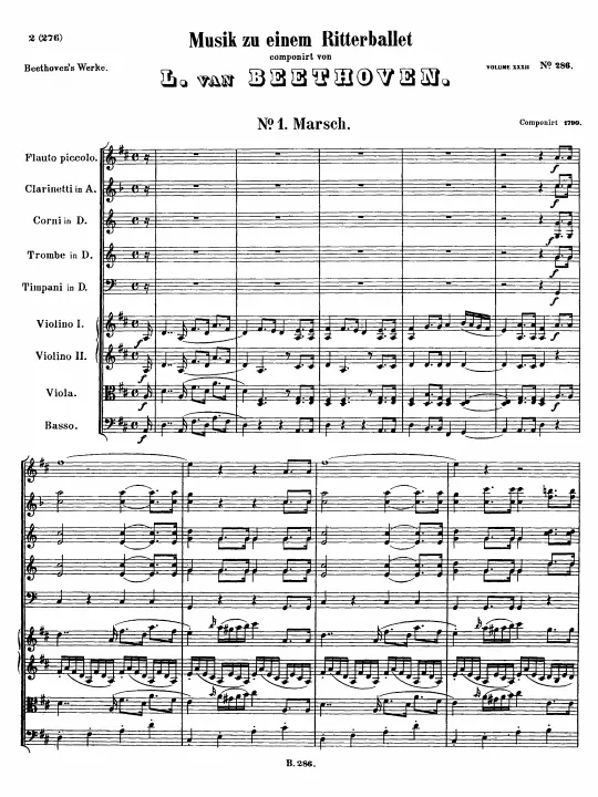First page of Musik zu einem Ritterballet