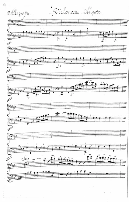 First page of Cello Concerto in B-flat major