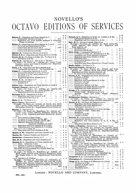 First page of Morning, Evening and Communion Service in A major
