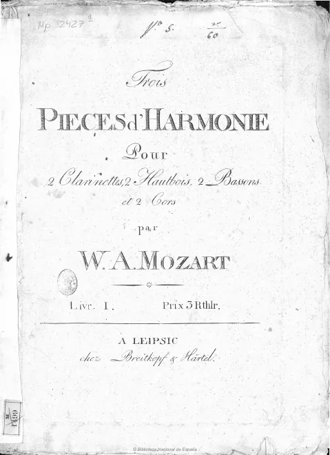 First page of Divertimenti for Wind Octet