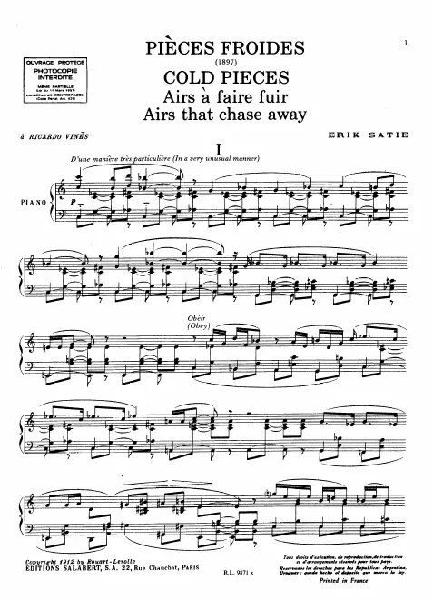 First page of Pièces froides