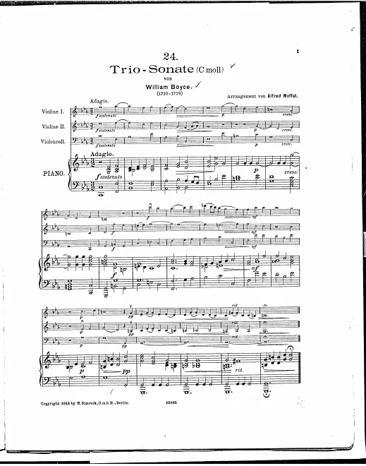 First page of Trio Sonata in C minor