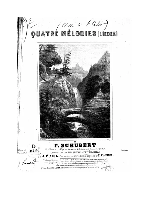 First page of Quatre mélodies (Lieder) de F. Schubert