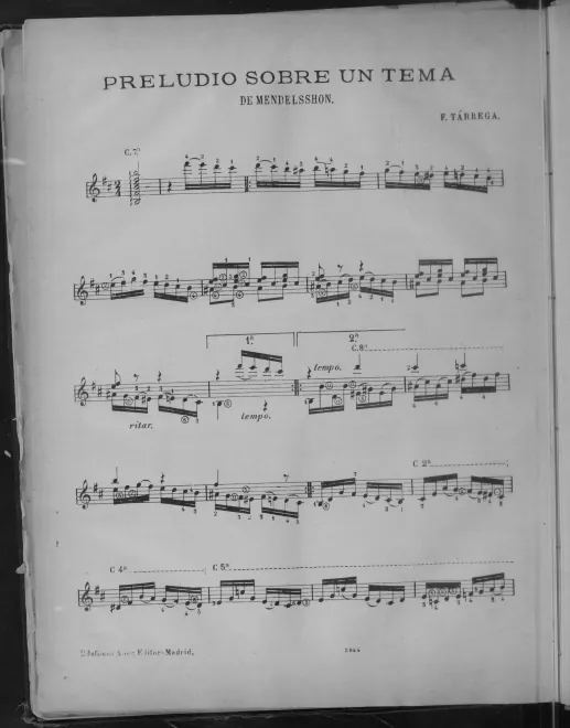 First page of Preludio sobre un tema de Mendelssohn