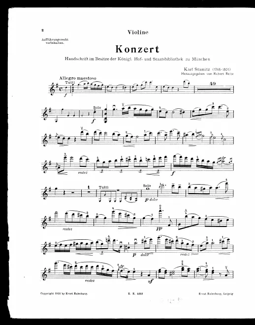First page of Violin Concerto in G major