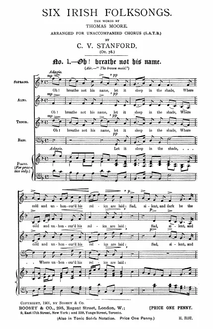 First page of 6 Irish Folksongs