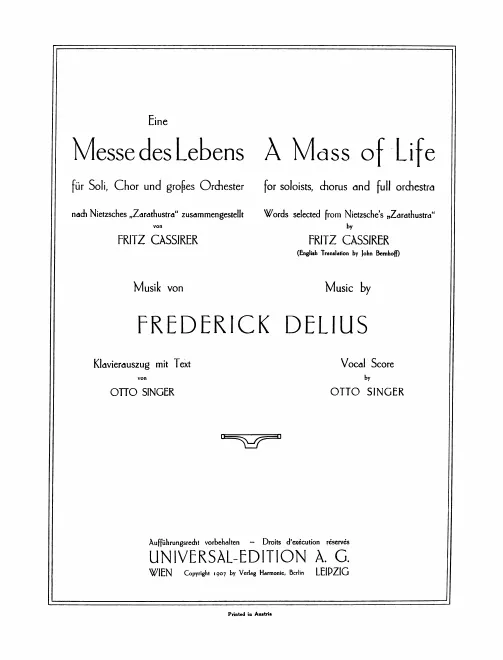 First page of A Mass of Life
