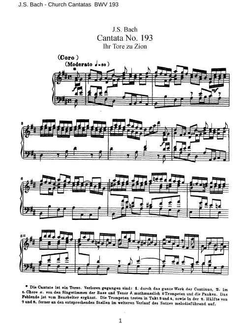 First page of Ihr Tore zu Zion