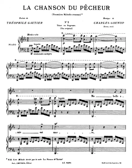 First page of La chanson du pêcheur