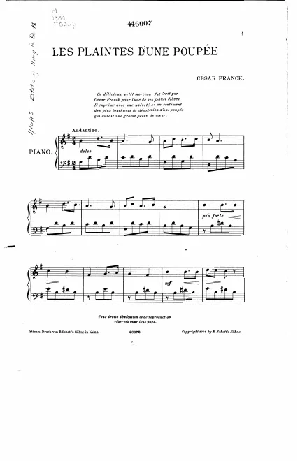 First page of Les plaintes d'une poupée