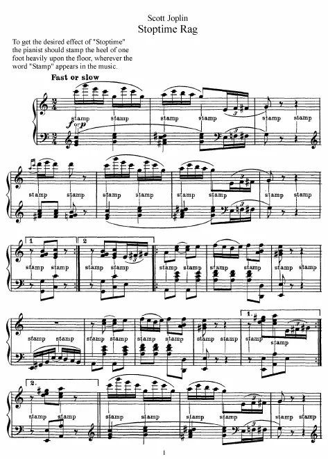 First page of Stoptime Rag