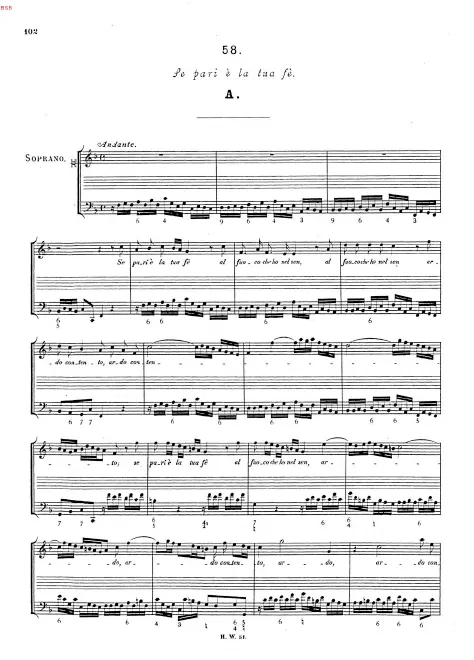 First page of Se pari è la tua fè, HWV 158a
