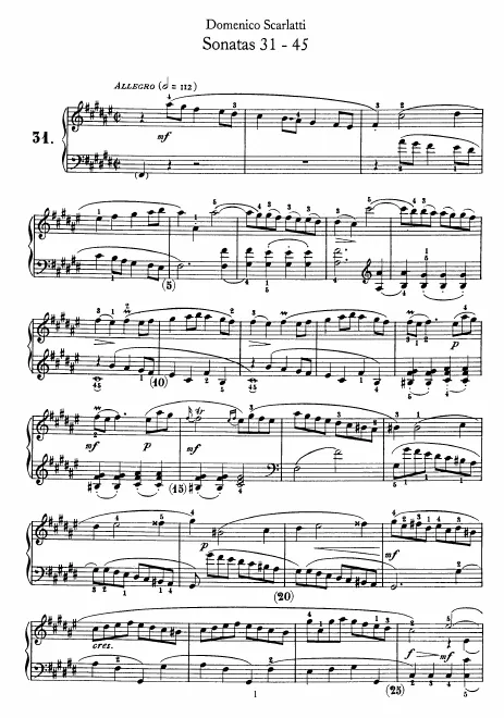 First page of Keyboard Sonata in F-sharp major