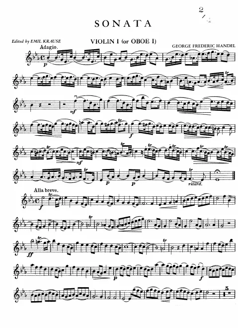 First page of Trio Sonata in E-flat major