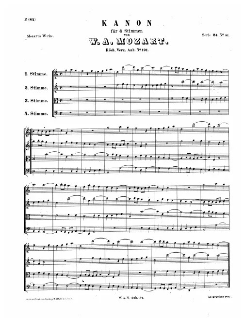 First page of Canon for 4 Voices