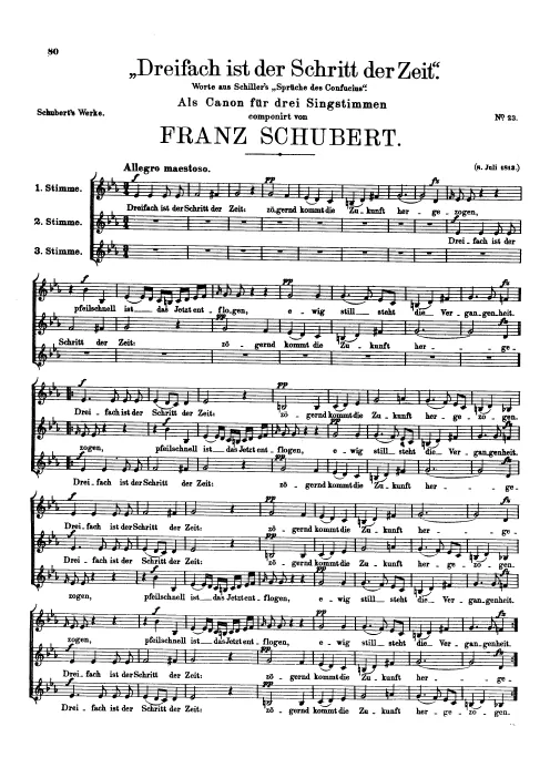 First page of Dreifach ist der Schritt der Zeit, D.69