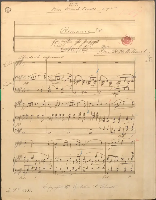 First page of Romance for Violin and Piano