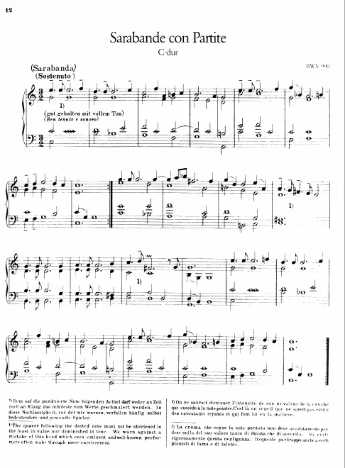 First page of Sarabande con partite in C