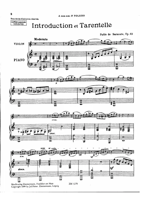 First page of Introduction et Tarentelle