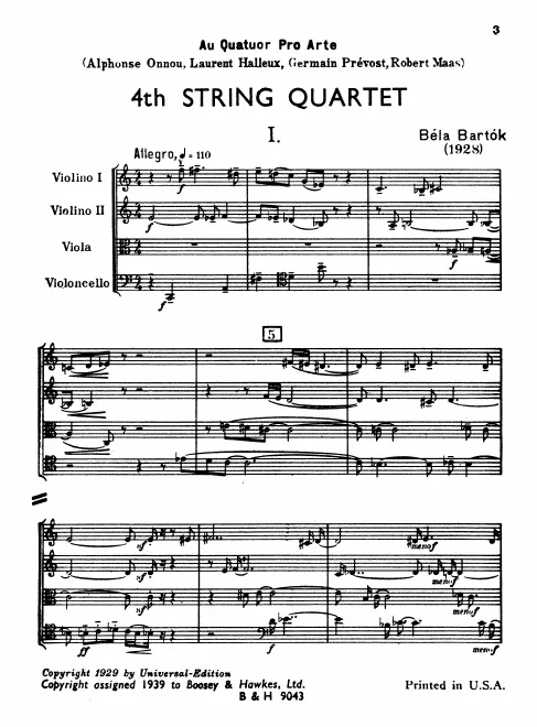 First page of String Quartet No.4