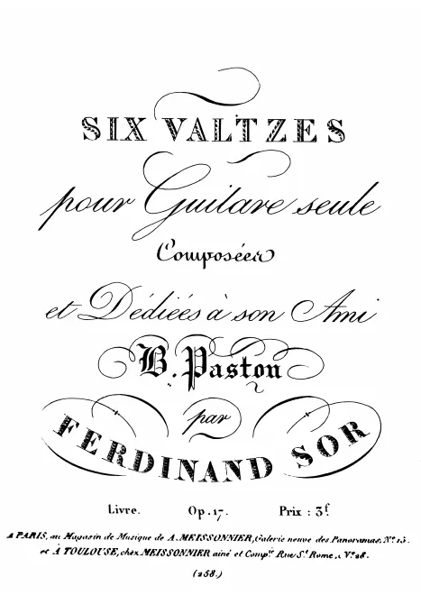 First page of Six waltzes pour guitare seule