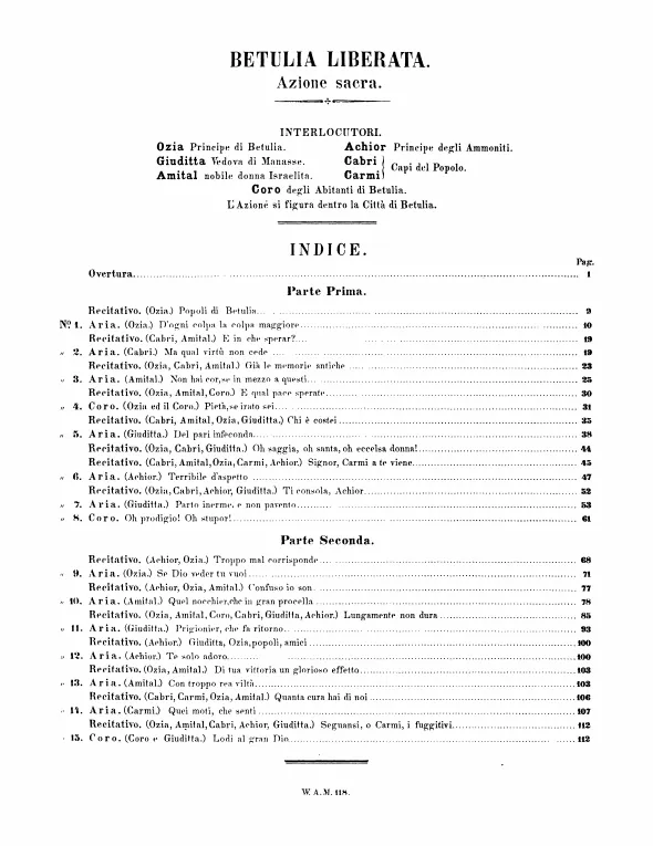 First page of La Betulia liberata