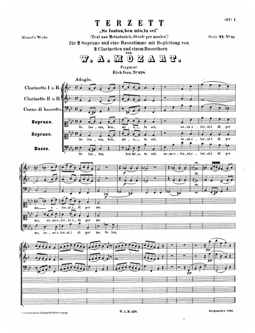 First page of Se lontan ben mio, tu sei