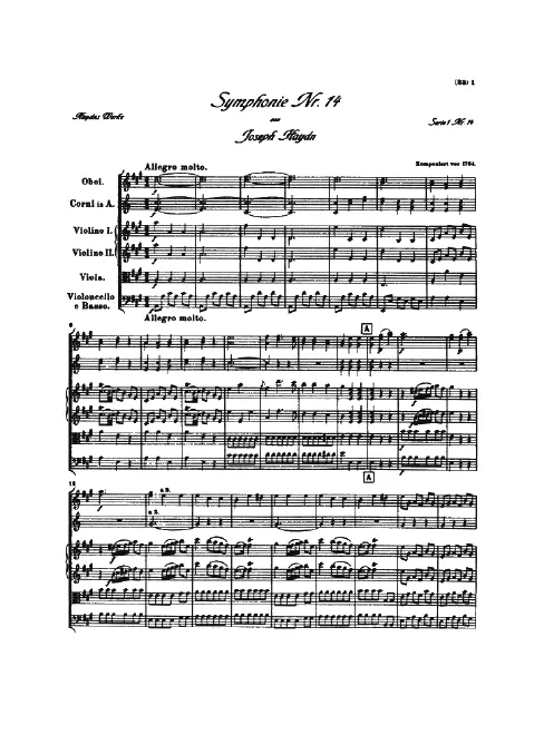 First page of Symphony No.14 in A major