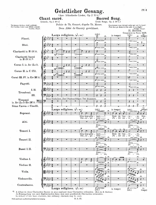 First page of Chant sacré