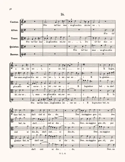 First page of S'io tal'hor, LV 16