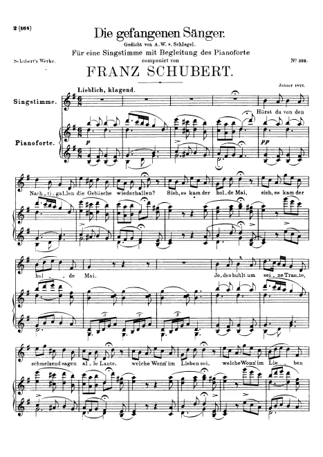 First page of Die gefangenen Sänger