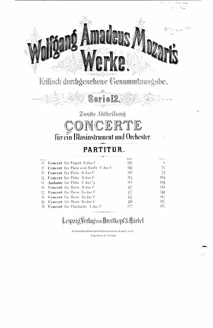 First page of Concerte für ein Blasinstrument und Orchester